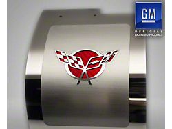 Deluxe Alternator Cover with Cross Flag Logo; Polished and Brushed; Blue Carbon Fiber (97-04 Corvette C5)