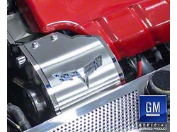 Deluxe Stainless Alternator Cover with Crossed Flags Emblem; Garnet Red (05-13 Corvette C6, Excluding ZR1)