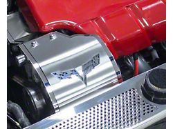 Deluxe Stainless Alternator Cover with Corvette Emblem; Red (05-13 Corvette C6)