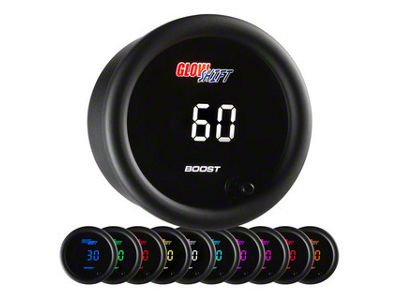 Digital 60 PSI Boost Gauge; Black 10 Color (Universal; Some Adaptation May Be Required)