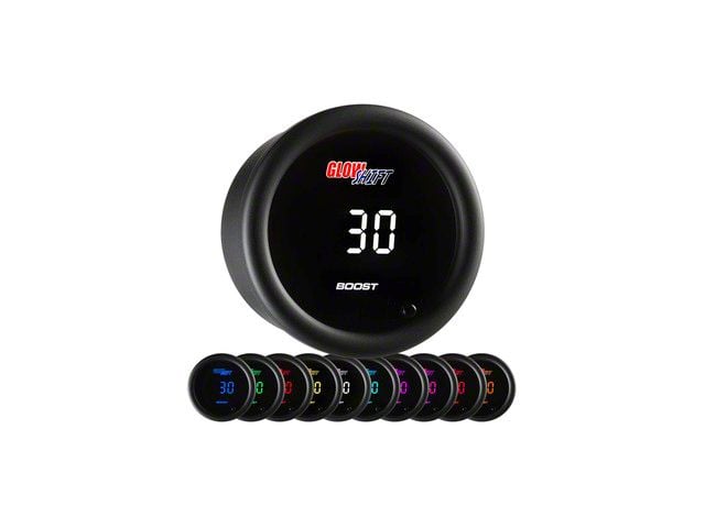 Digital Boost/Vacuum Gauge; Black 10 Color (Universal; Some Adaptation May Be Required)