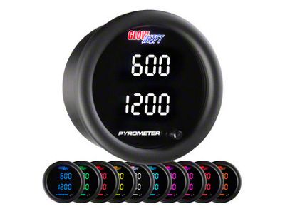 Digital Dual 2200-Degree Exhaust Gas Temperature Gauge; Black 10 Color (Universal; Some Adaptation May Be Required)