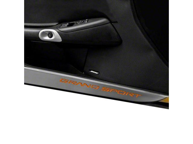 Door Guards with Grand Sport Inlay; Orange Carbon Fiber (10-13 Corvette C6 Grand Sport)