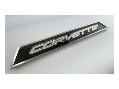 Door Sill Plates with Corvette Style Insert; White Carbon Fiber (20-24 Corvette C8)