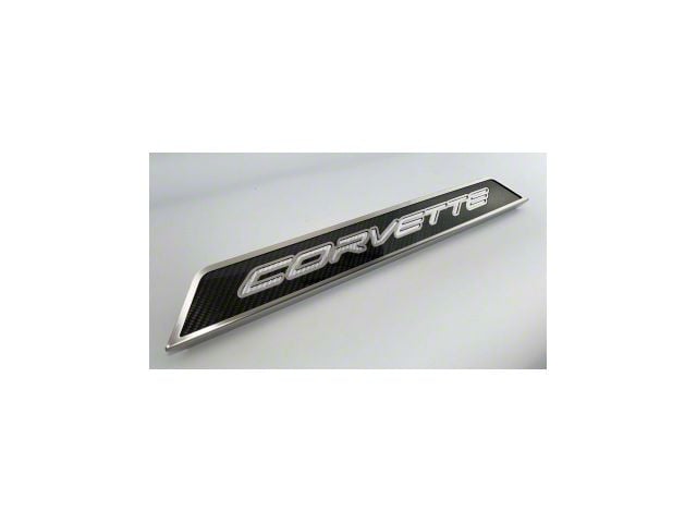 Door Sill Plates with Corvette Style Insert; White Carbon Fiber (20-24 Corvette C8)