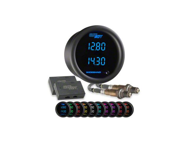Dual Digital Wideband Air/Fuel Ratio Gauge; Black 10 Color (Universal; Some Adaptation May Be Required)