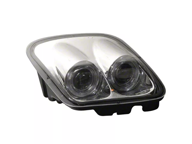 Dual LED Halo Projector Headlights; Chrome Housing; Clear Lens (97-04 Corvette C5)