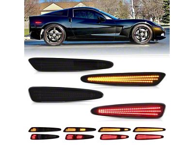 Dynamic LED Side Markers; Red/Amber (05-13 Corvette C6)