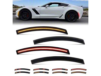 Dynamic LED Side Markers; Red/Amber; Smoked (14-19 Corvette C7)