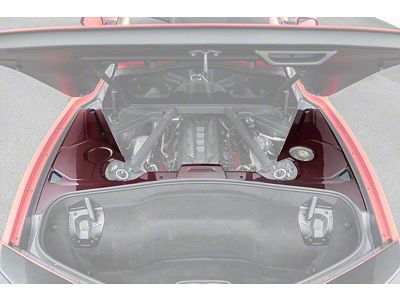 Engine Bay Panel Cover; Red Carbon Fiber (20-25 Corvette C8 Coupe)