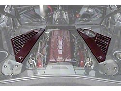 Engine Bay Panel Cover; Red Carbon Fiber (20-26 Corvette C8 Coupe)