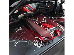 Engine and Bay Panel Covers; Red Carbon Fiber (23-26 Corvette C8 Z06 Coupe)