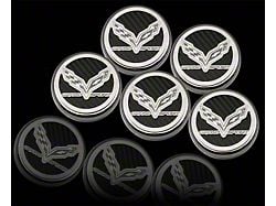 Engine Caps with Crossed Flags and Grand Sport Logo; Solid Bright Red (16-19 Corvette C7 Grand Sport w/ Automatic Transmission)