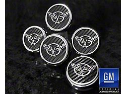 Engine Caps with Crossed Flags Logo; Solid Bright Red (97-04 Corvette C5 w/ Automatic Transmission)