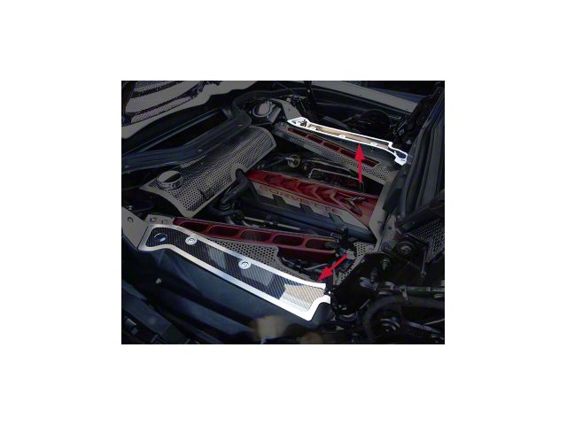 Engine Frame Rail Covers with Brushed Trim; Stainless (20-24 Corvette C8 Convertible)