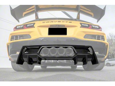 EOS Performance Package Rear Bumper Finned Diffuser; Glossy Black (23-26 Corvette C8 Z06)