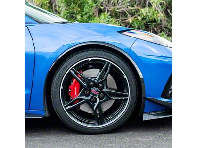 EOS Performance Package Side Wheel Fender Trim; Front; Hydro-Fipped Carbon Fiber (20-24 Corvette C8)