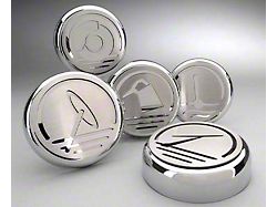 Executive Series Fluid Cap Covers; Etched Logo (05-13 Corvette C6 w/ Automatic Transmission)
