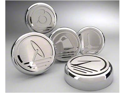 Executive Series Fluid Cap Covers; Etched Logo (05-13 Corvette C6 w/ Automatic Transmission)