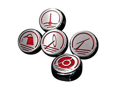 Executive Series Fluid Cap Covers; Red Carbon Fiber (97-04 Corvette C5 w/ Automatic Transmission)