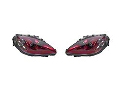 Factory OEM Style HID Headlights; Crystal Red Housing; Clear Lens (05-13 Corvette C6)