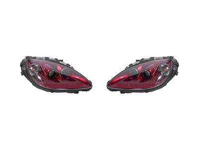 Factory OEM Style HID Headlights; Crystal Red Housing; Clear Lens (05-13 Corvette C6)