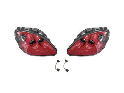Factory OEM Style HID Headlights; Torch Red Housing; Clear Lens (05-13 Corvette C6)