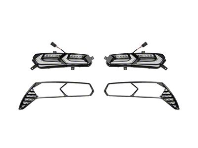 Factory Style LED Tail Lights; Black Housing; Clear Lens (14-19 Corvette C7)