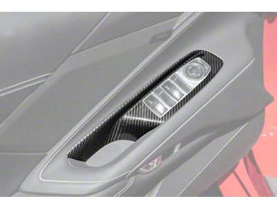 Factory Style Window Switch Control Panel Trim Covers; Carbon Fiber (20-26 Corvette C8 Convertible)