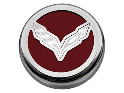 Flag Style Fluid Cap Covers; Garnet Red (14-19 Corvette C7 w/ Automatic Transmission, Excluding ZR1)