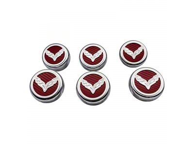 Flag Style Fluid Cap Covers; Garnet Red (14-19 Corvette C7 w/ Manual Transmission, Excluding ZR1)