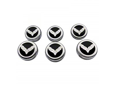 Flag Style Fluid Cap Covers; Solid Black (14-19 Corvette C7 w/ Manual Transmission, Excluding ZR1)