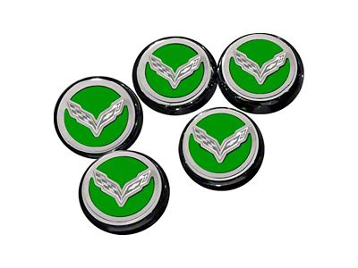 Flag Style Fluid Cap Covers; Solid Synergy Green (14-19 Corvette C7 w/ Automatic Transmission, Excluding ZR1)