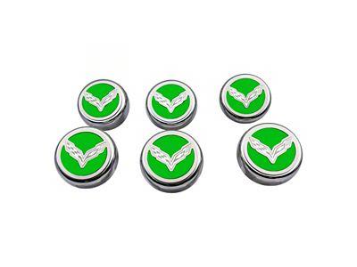 Flag Style Fluid Cap Covers; Solid Synergy Green (14-19 Corvette C7 w/ Manual Transmission, Excluding ZR1)