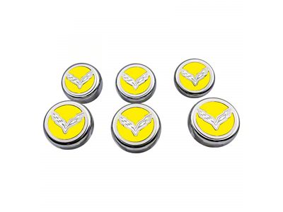 Flag Style Fluid Cap Covers; Solid Yellow (14-19 Corvette C7 w/ Manual Transmission, Excluding ZR1)