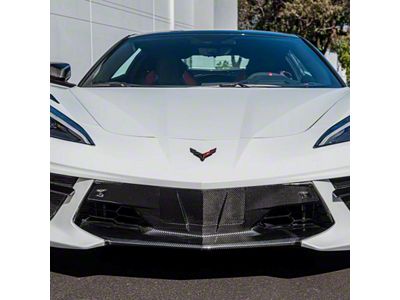 Front Fascia Panel Grille Cover; Carbon Fiber (20-25 Corvette C8)