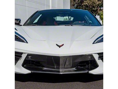 Front Fascia Panel Grille Cover; Carbon Fiber (20-24 Corvette C8)