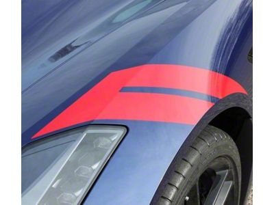 Front Fender Racing Hash Stripes Decals; Gloss Black (14-19 Corvette C7 Stingray)