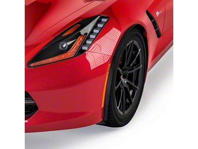 Front Fender Trim Molding Spats; Carbon Flash Metallic Vinyl (14-19 Corvette C7)