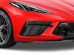 Front Radiator Mesh Grille Insert Covers; Glossy Black (20-26 Corvette C8 Stingray)