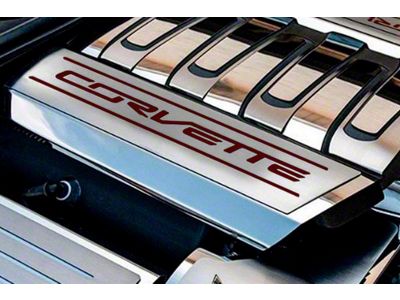 Fuel Rail Cover Overlay with Corvette Logo; Garnet Red Inlay (14-19 Corvette C7)