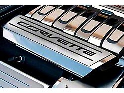 Fuel Rail Cover Overlay with Corvette Logo; Black Inlay Solid (14-19 Corvette C7)