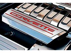 Fuel Rail Cover Overlay with Corvette Logo; Bright Red Inlay Solid (14-19 Corvette C7)