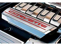 Fuel Rail Covers with Corvette Logo; Solid Bright Red Inlay (14-19 Corvette C7)