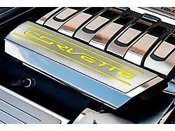 Fuel Rail Cover Overlay with Corvette Logo; Yellow Inlay Solid (14-19 Corvette C7)