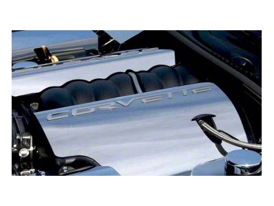 Fuel Rail Covers with Corvette Script; Polished (05-07 6.0L Corvette C6)