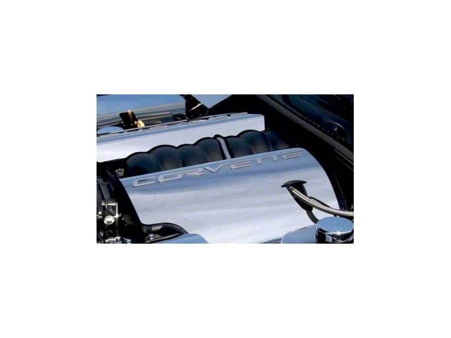 Fuel Rail Covers with Corvette Script; Polished (05-07 6.0L Corvette C6)