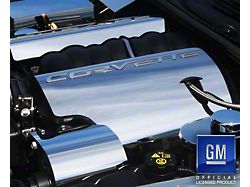 Fuel Rail Covers with Corvette Script; Polished (08-13 Corvette C6 Base, Grand Sport w/ Dry Sump)