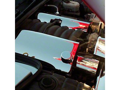 Fuel Rail Covers with Oil Cap Cover; Polished (99-04 Corvette C5)