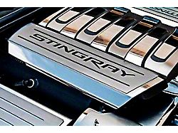 Fuel Rail Covers with Stingray Logo; Black Carbon Fiber (14-19 Corvette C7)